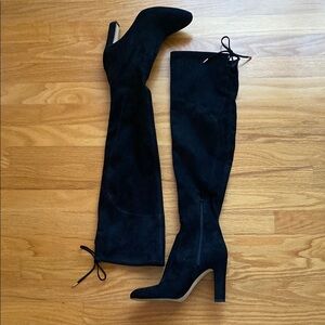 Black Suede Knee-High Boots